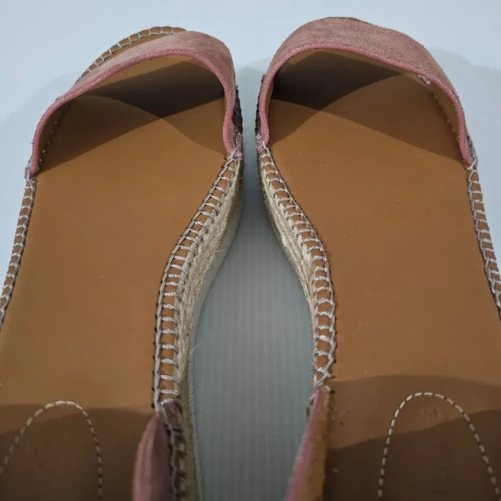See By Chloe Glyn Platform Espadrille Sandal Womens EU 41 Pink Suede Wedge NEW